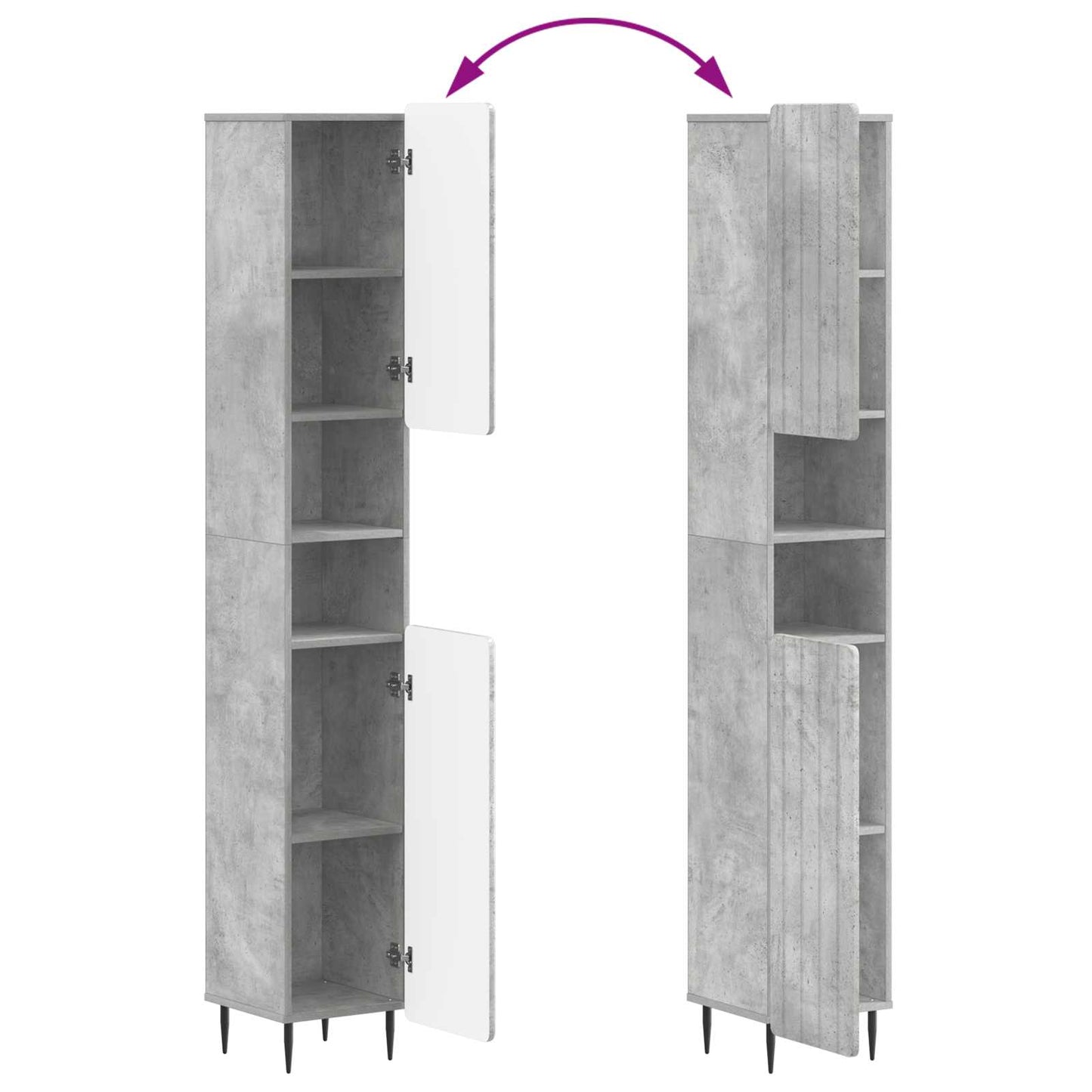 Bathroom Cabinet with Open Shelf ZWOLLE Concrete Grey
