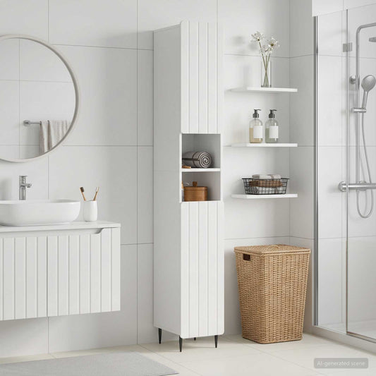 Bathroom Cabinet with Open Shelf ZWOLLE High Gloss White