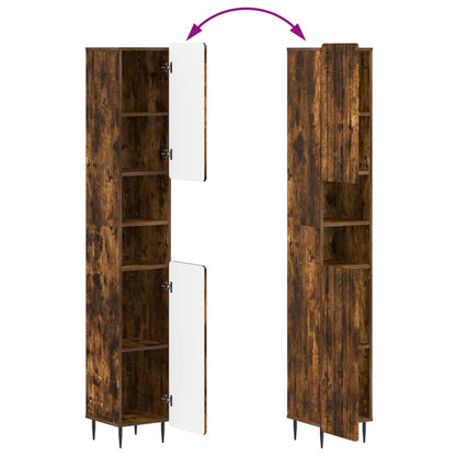 Bathroom Cabinet with Open Shelf ZWOLLE Smoked Oak