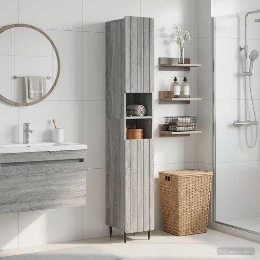 Bathroom Cabinet with Open Shelf ZWOLLE Grey Sonoma