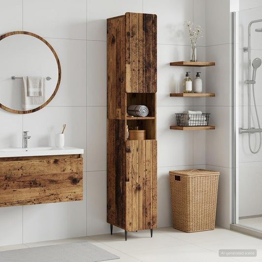Bathroom Cabinet with Open Shelf ZWOLLE Old Wood