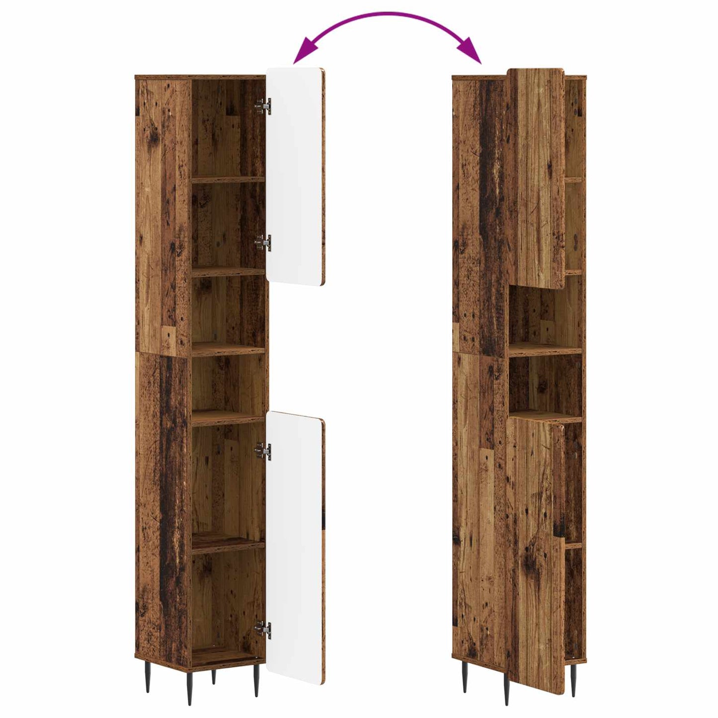Bathroom Cabinet with Open Shelf ZWOLLE Old Wood