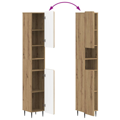 Bathroom Cabinet with Open Shelf ZWOLLE Artisan Oak
