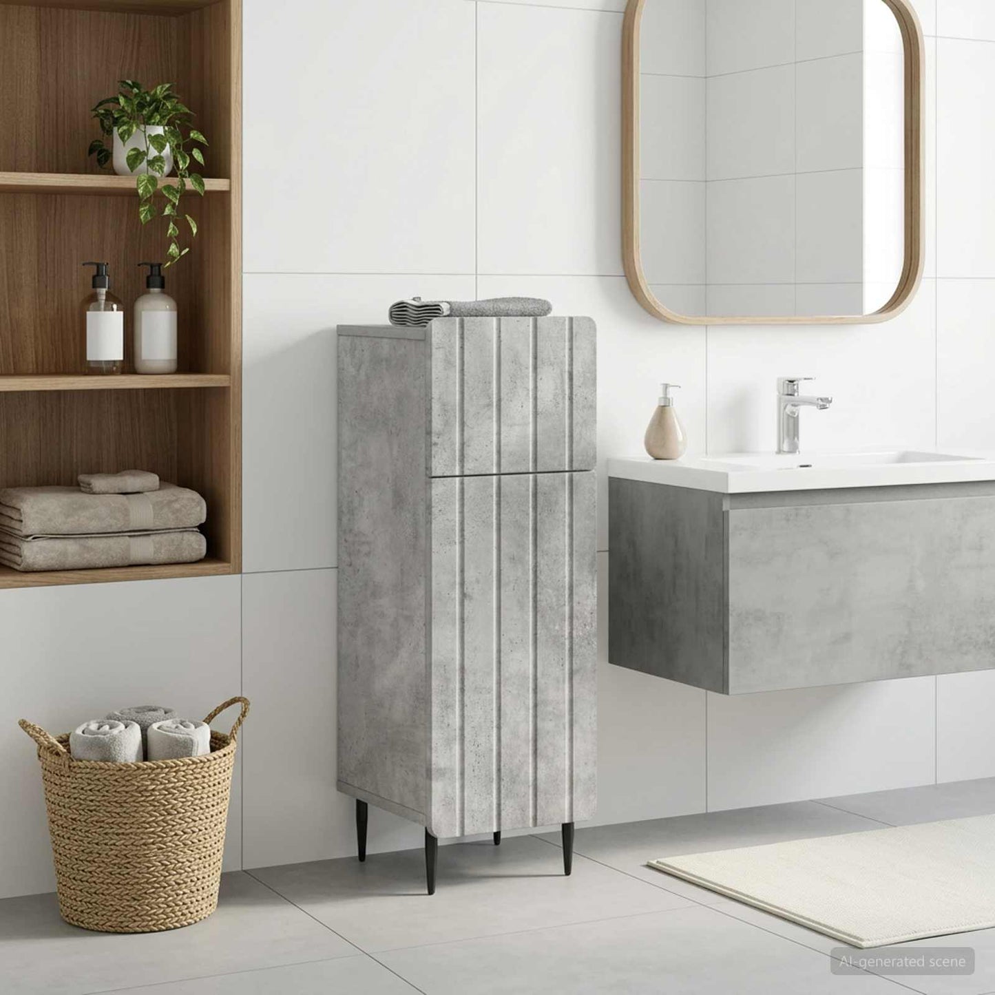 Bathroom Storage Cainet ZWOLLE Concrete Grey 30 x 31 x 79.5 cm