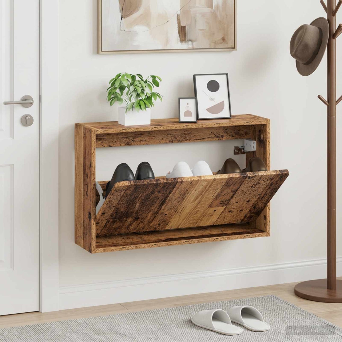 Wall-Mounted Shoe Cabinet ZWOLLE 71 x 17 x 43 cm Old Wood