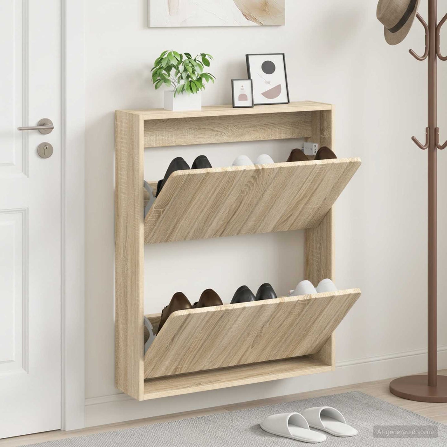 Wall-Mounted Shoe Cabinet ZWOLLE 71 x 17 x 86 cm Sonoma Oak