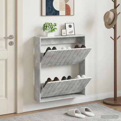 Wall-Mounted Shoe Cabinet ZWOLLE 71 x 17 x 86 cm Concrete Grey