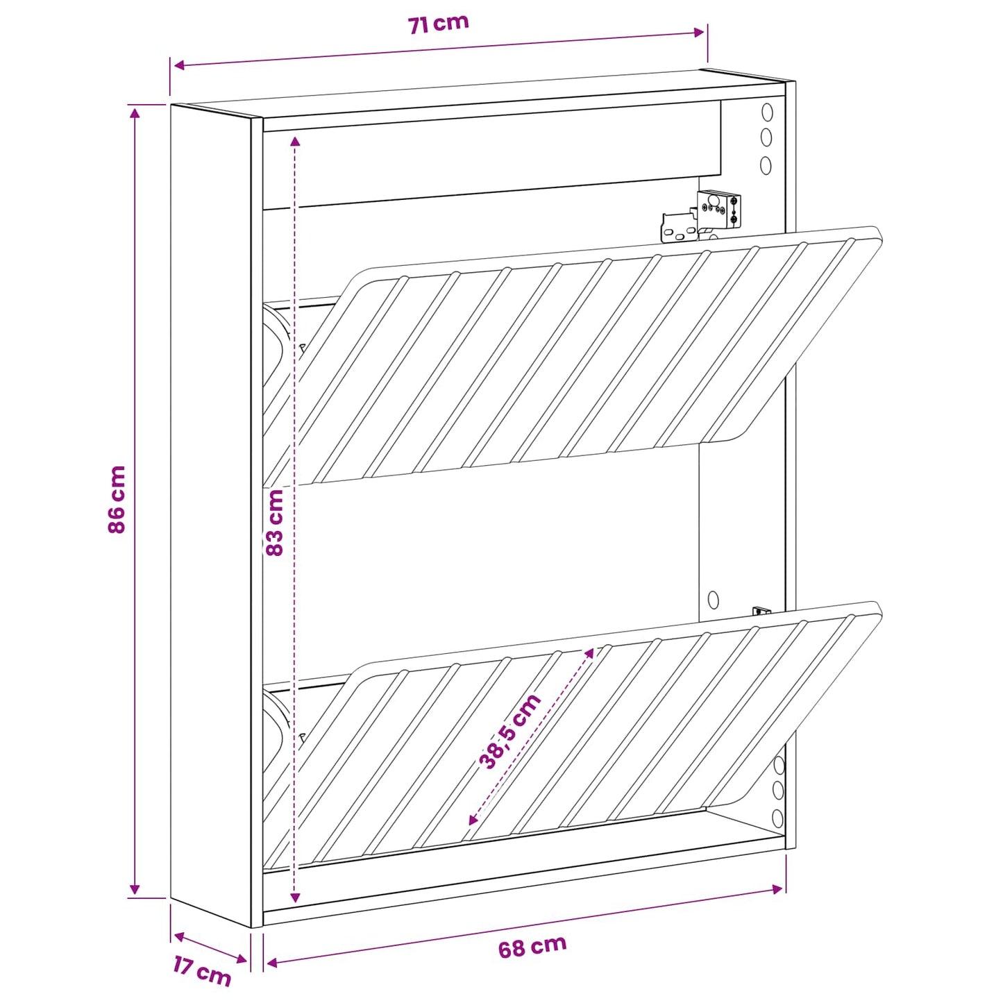 Wall-Mounted Shoe Cabinet ZWOLLE 71 x 17 x 86 cm