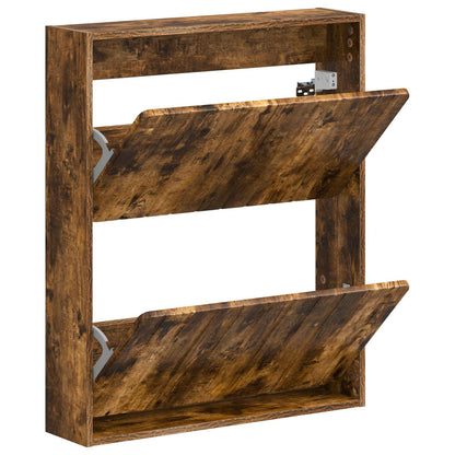 Wall-Mounted Shoe Cabinet ZWOLLE 71 x 17 x 86 cm Smoked Oak