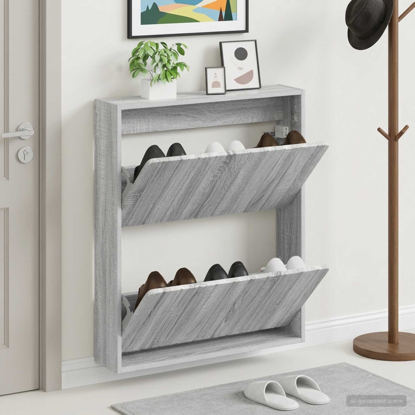 Wall-Mounted Shoe Cabinet ZWOLLE 71 x 17 x 86 cm Grey Sonoma