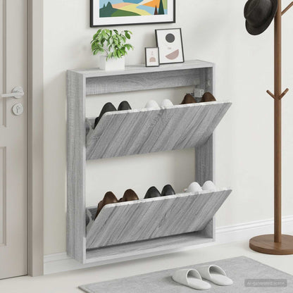 Wall-Mounted Shoe Cabinet ZWOLLE 71 x 17 x 86 cm Grey Sonoma