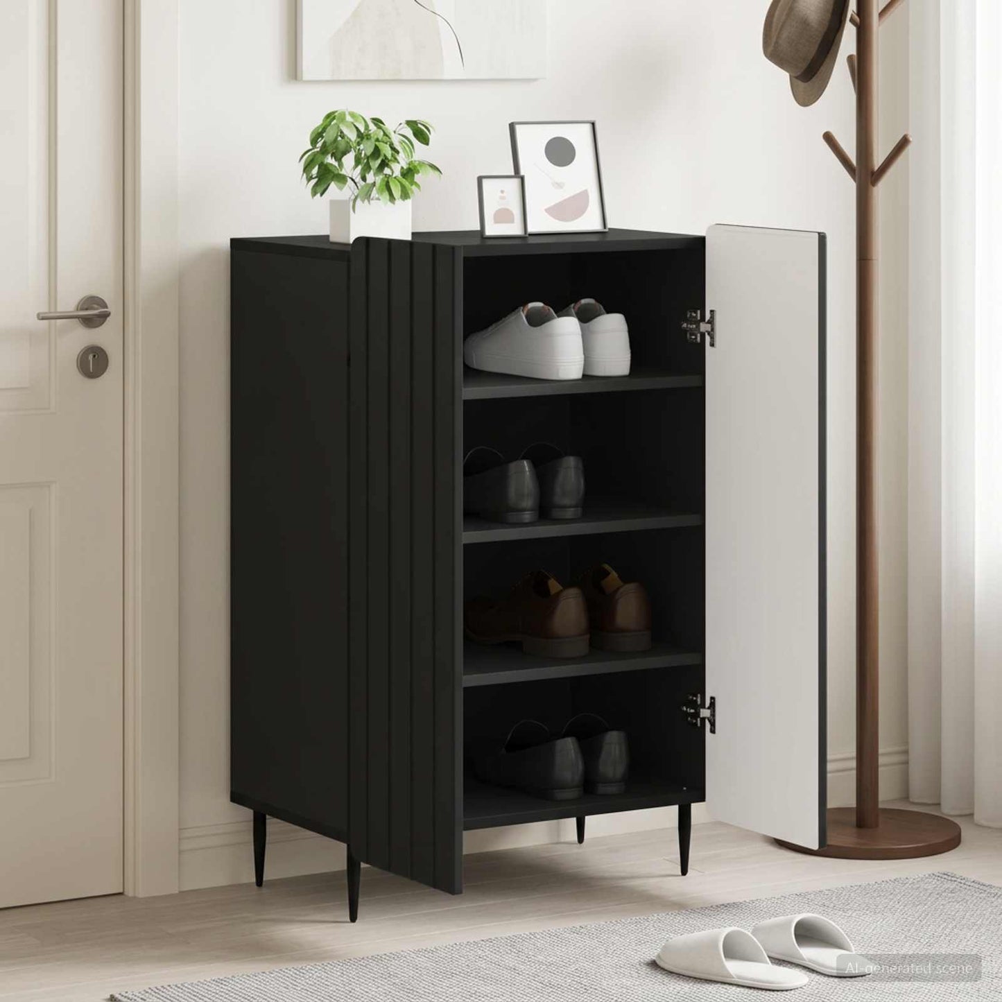 Shoe Cabinet ZWOLLE 59.5 x 39.5 x 91.5 cm Engineered Wood Black