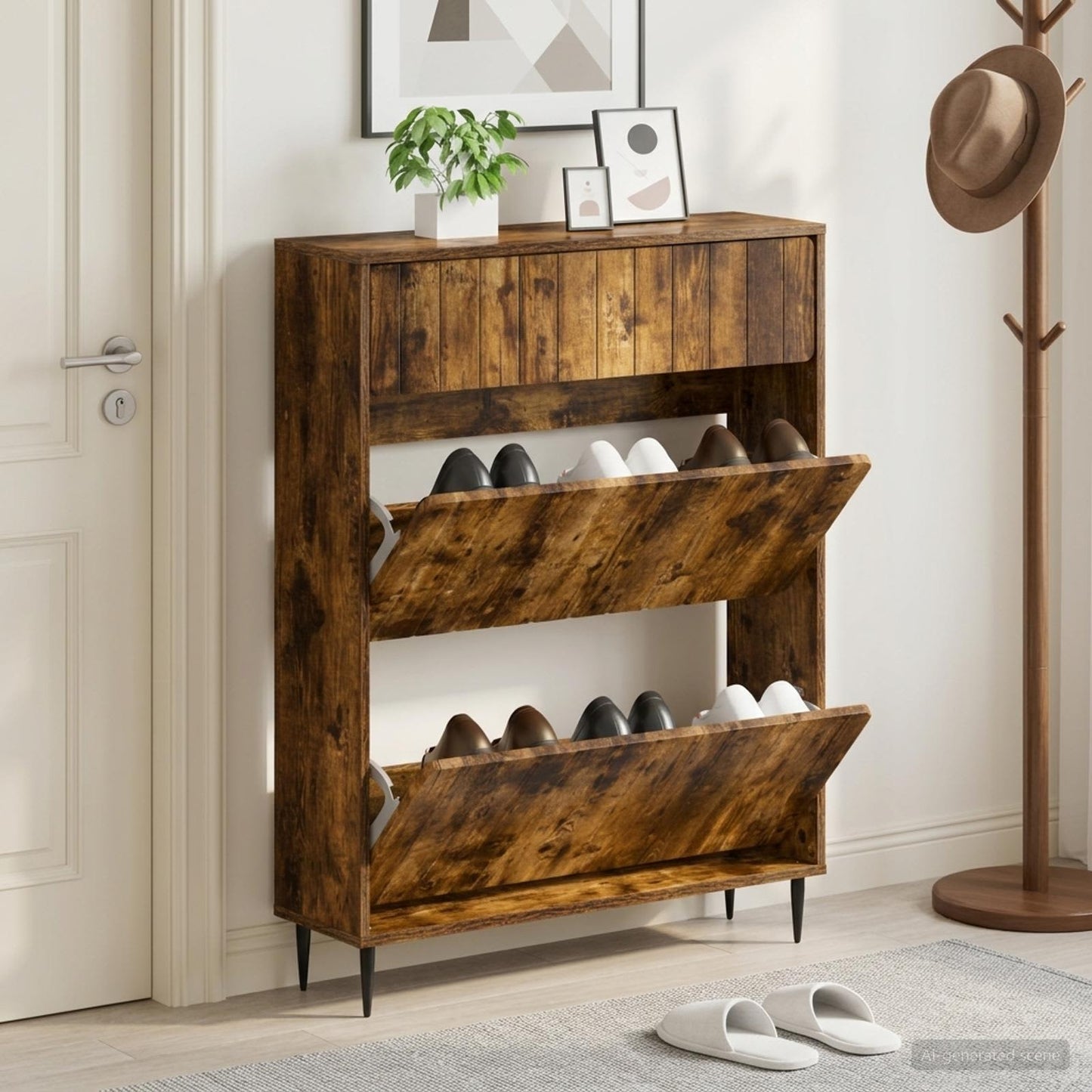 Shoe Cabinet ZWOLLE 78 x 24 x 103 cm Engineered Wood Smoked Oak