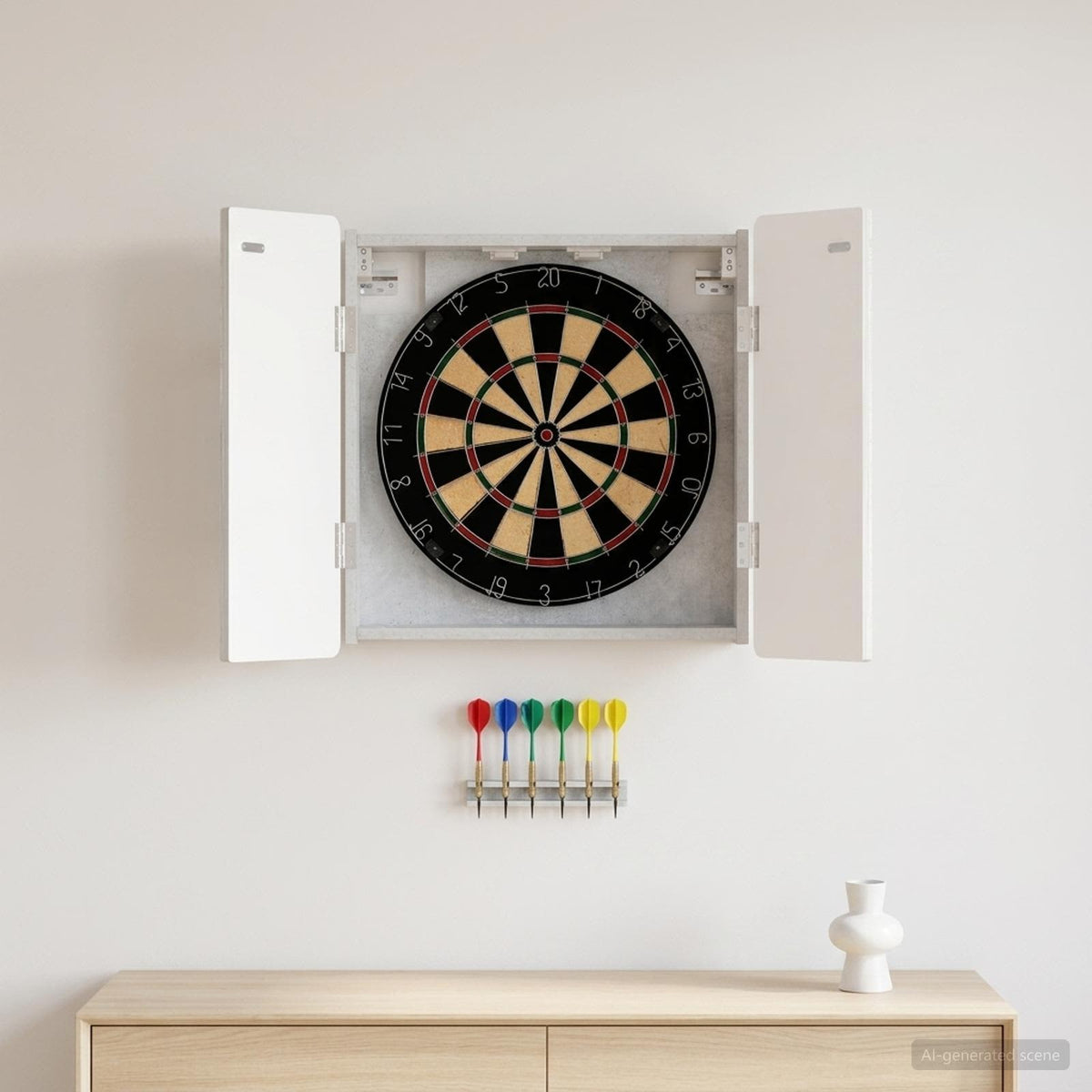 Dartboard Cabinet ZWOLLE Concrete Grey 52.5 x 10.5 x 57.5 cm