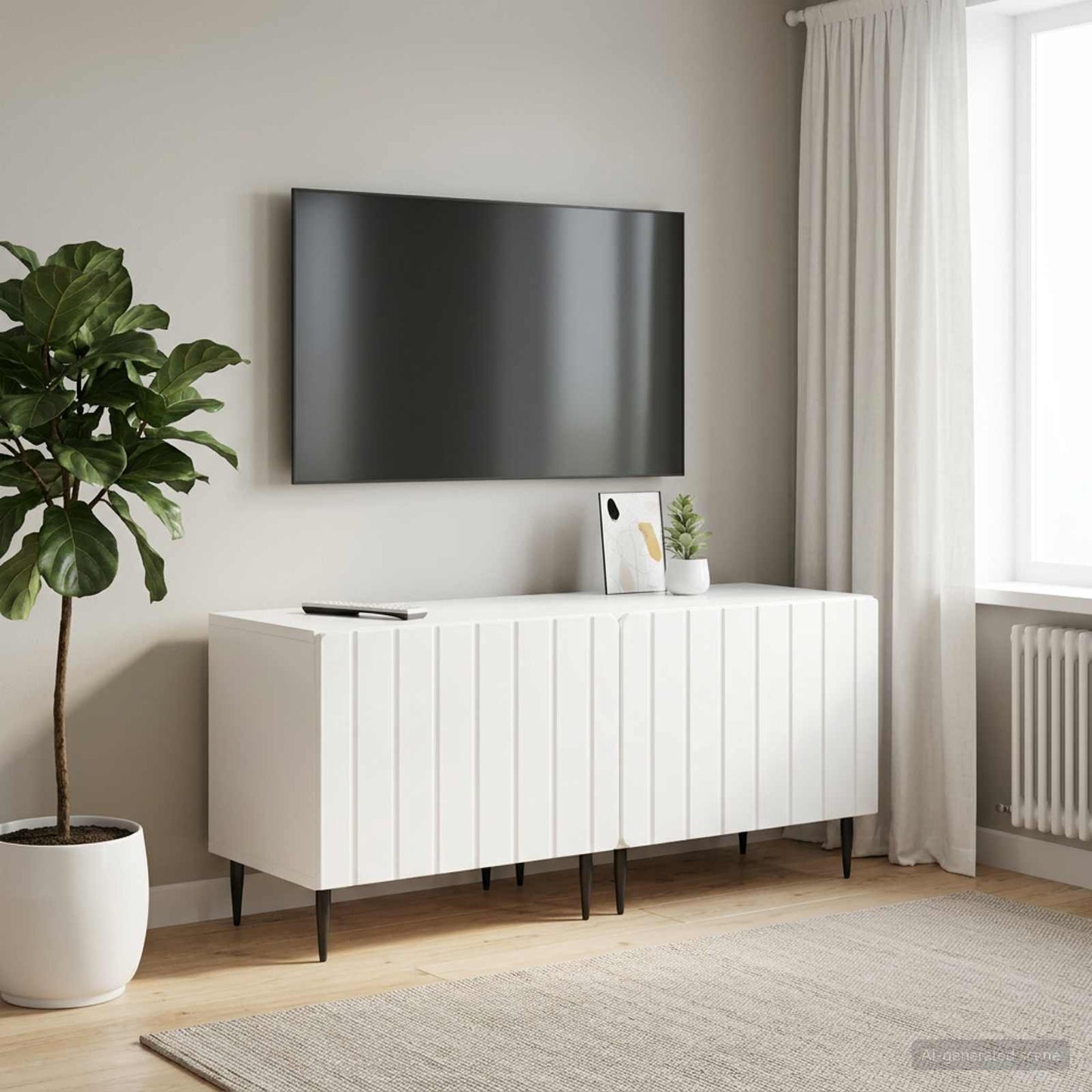 TV Cabinet High Gloss White Engineered Wood