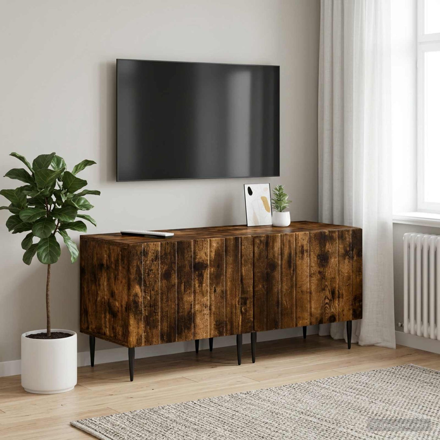 TV Cabinet Smoked Oak Engineered Wood