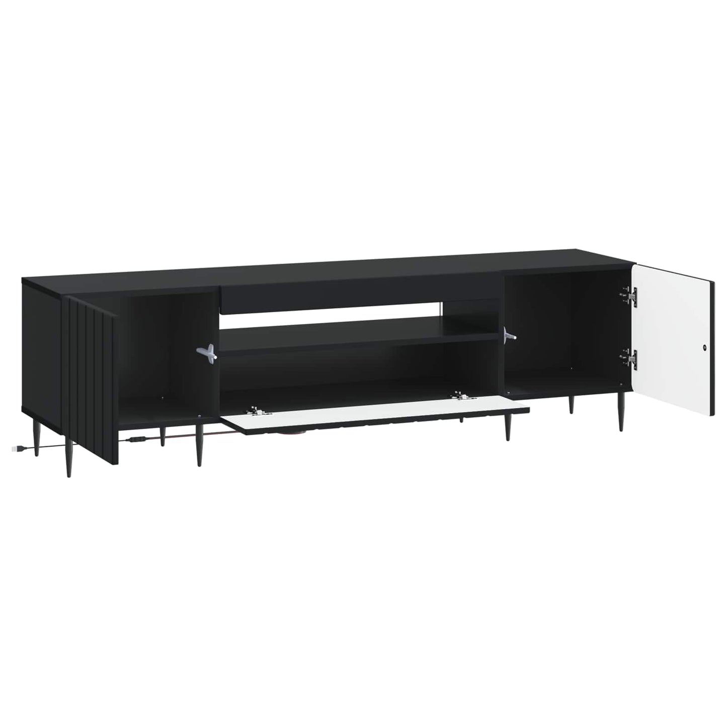 LED TV Cabinet Black Engineered Wood