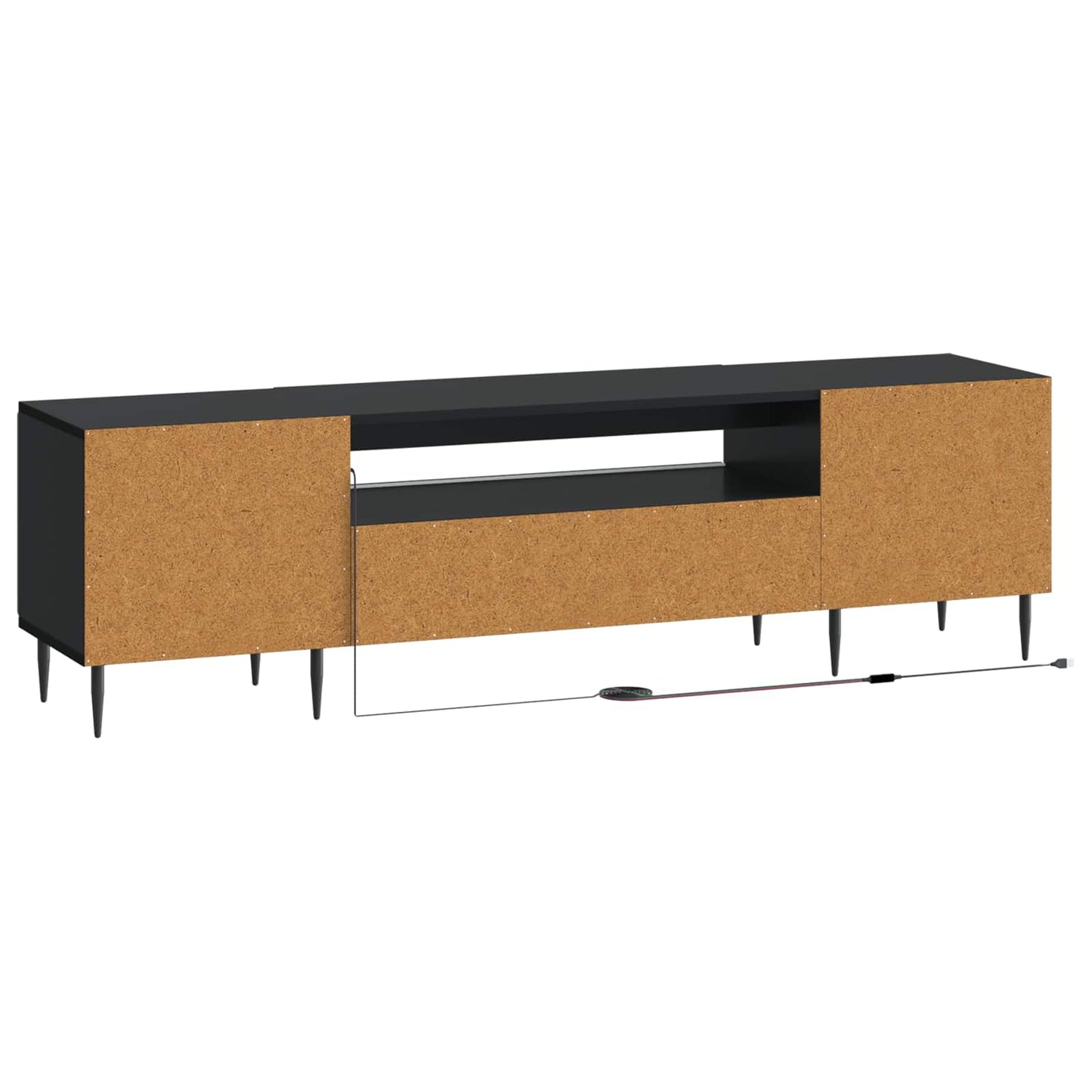 LED TV Cabinet Black Engineered Wood