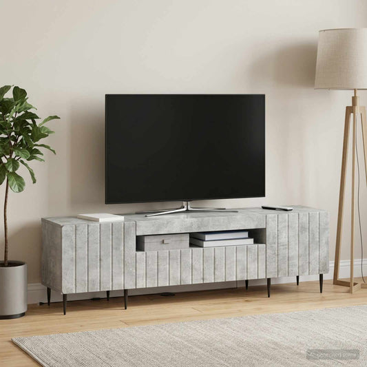 LED TV Cabinet ZWOLLE 153 x 35 x 43 cm Concrete Grey