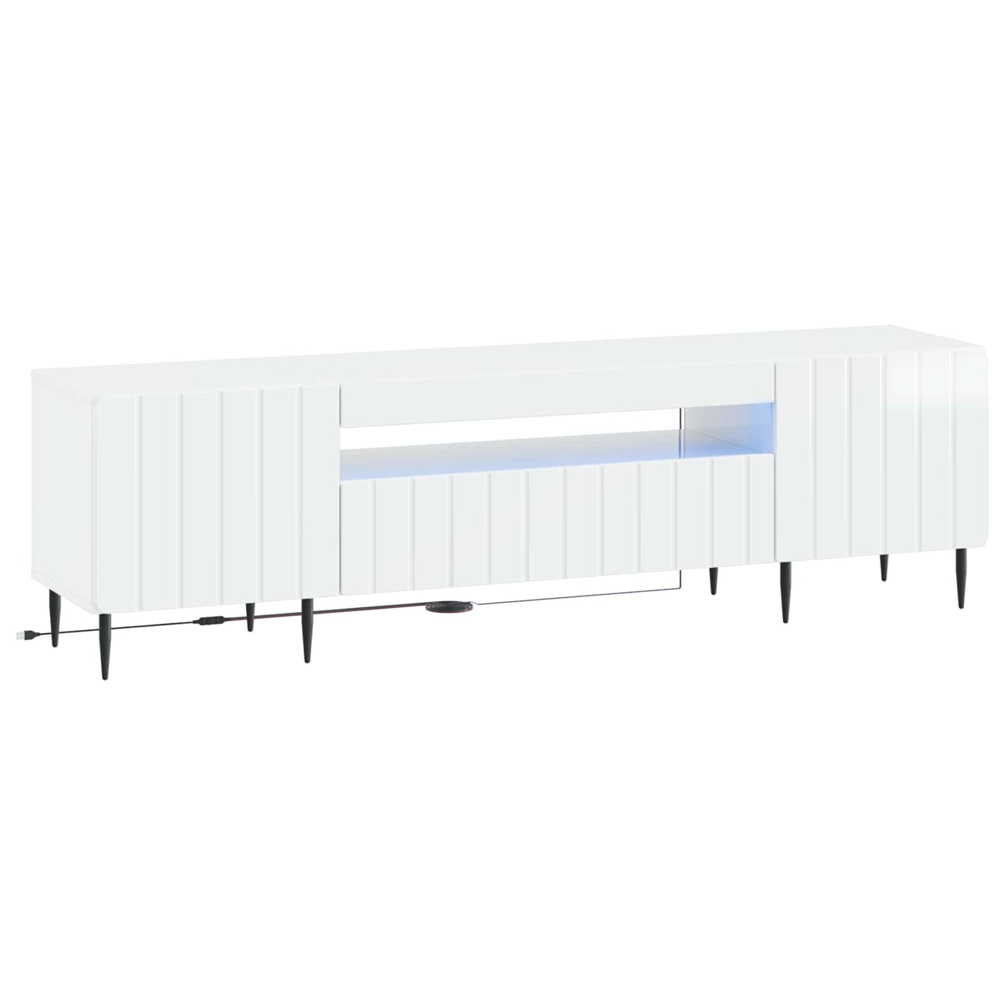 LED TV Cabinet High Gloss White Engineered Wood