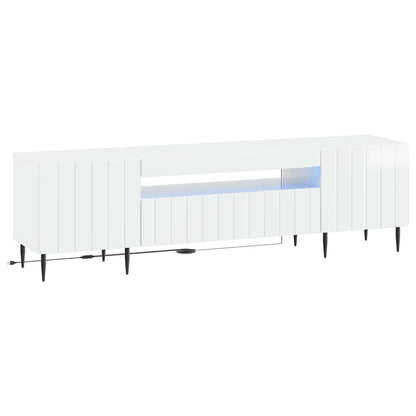 LED TV Cabinet High Gloss White Engineered Wood