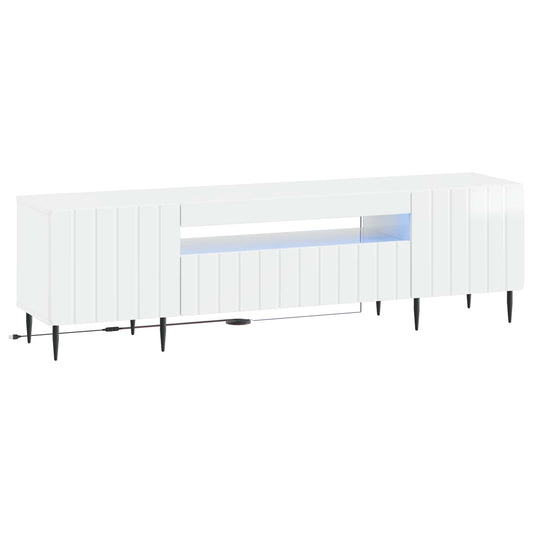LED TV Cabinet ZWOLLE 153 x 35 x 43 cm High Gloss White
