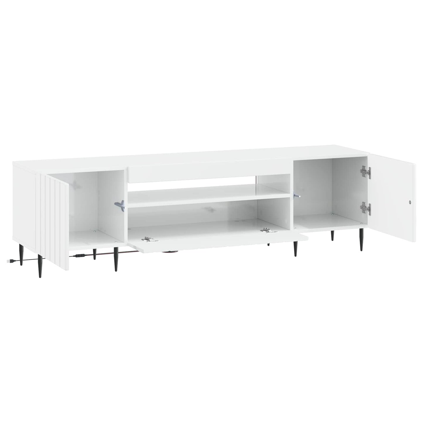 LED TV Cabinet High Gloss White Engineered Wood