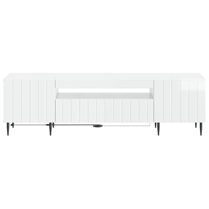 LED TV Cabinet High Gloss White Engineered Wood
