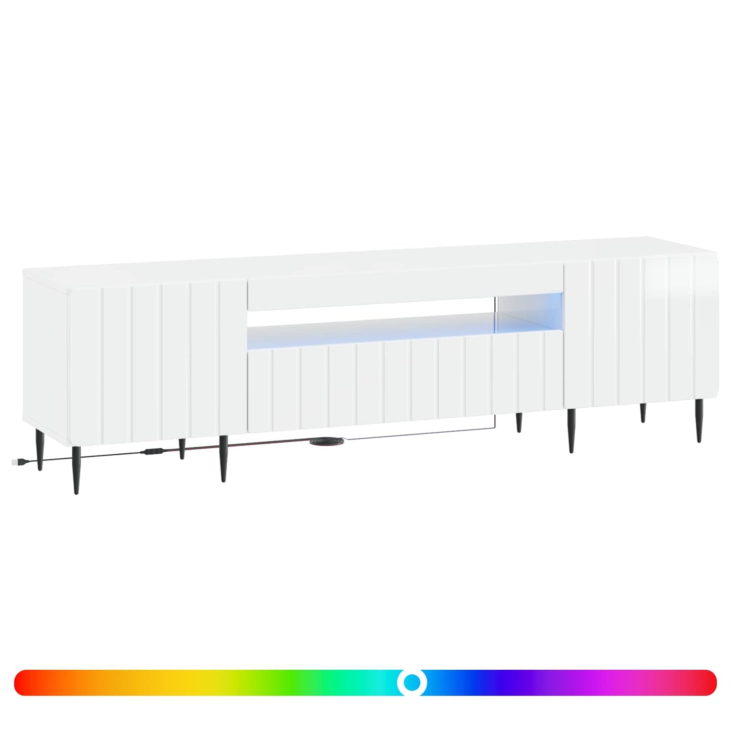 LED TV Cabinet High Gloss White Engineered Wood