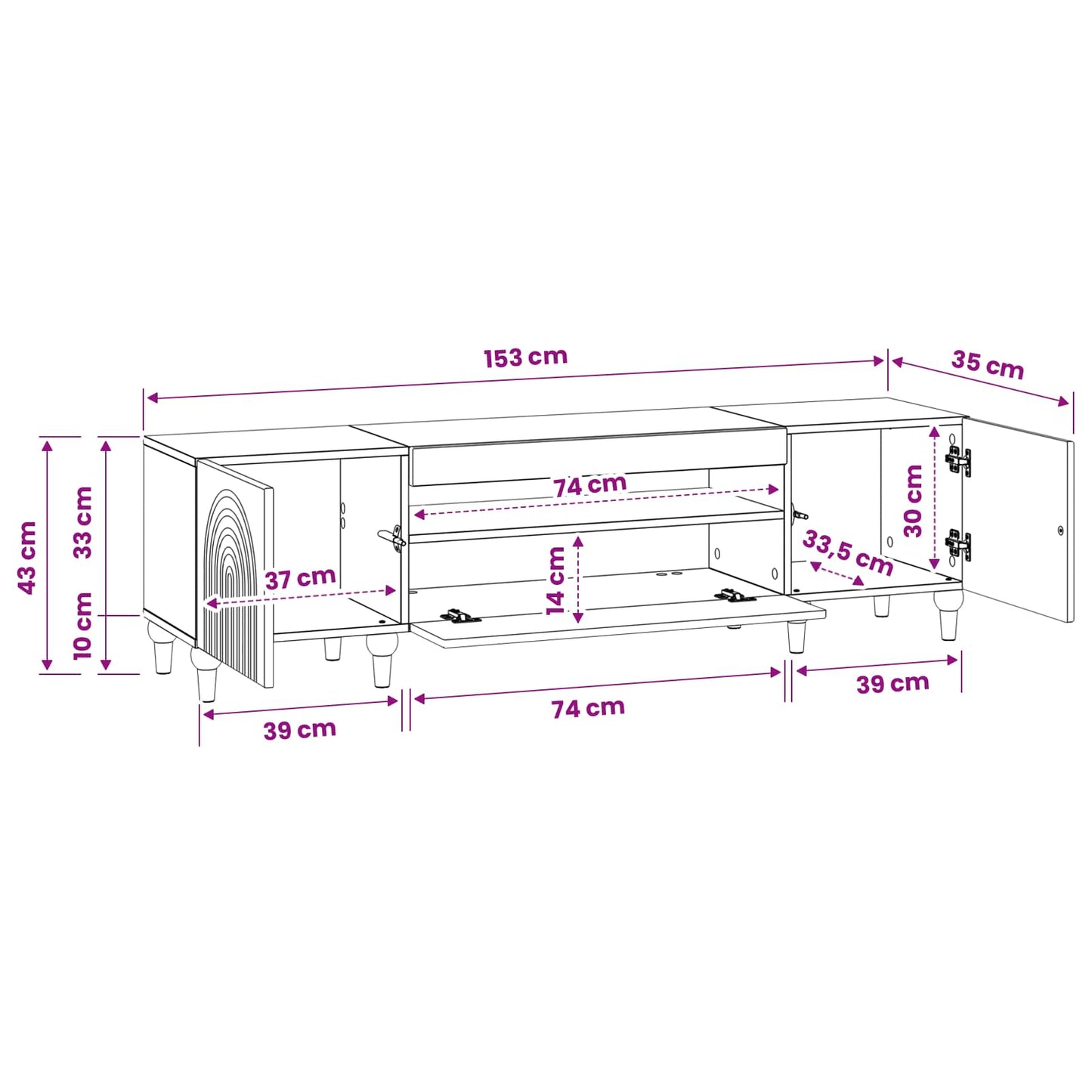 LED TV Cabinet ZWOLLE Smoked Oak Engineered Wood
