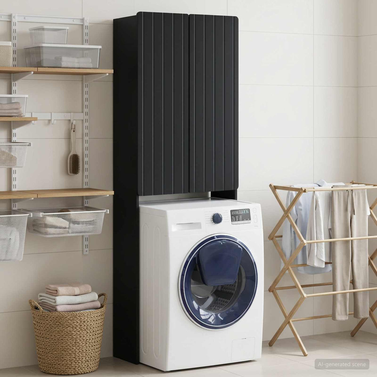 Toilet Cabinet ZWOLLE Black 66 x 25.5 x 190 cm Engineered Wood