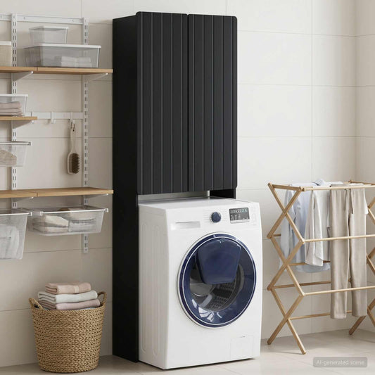 Toilet Cabinet ZWOLLE Black 66 x 25.5 x 190 cm Engineered Wood