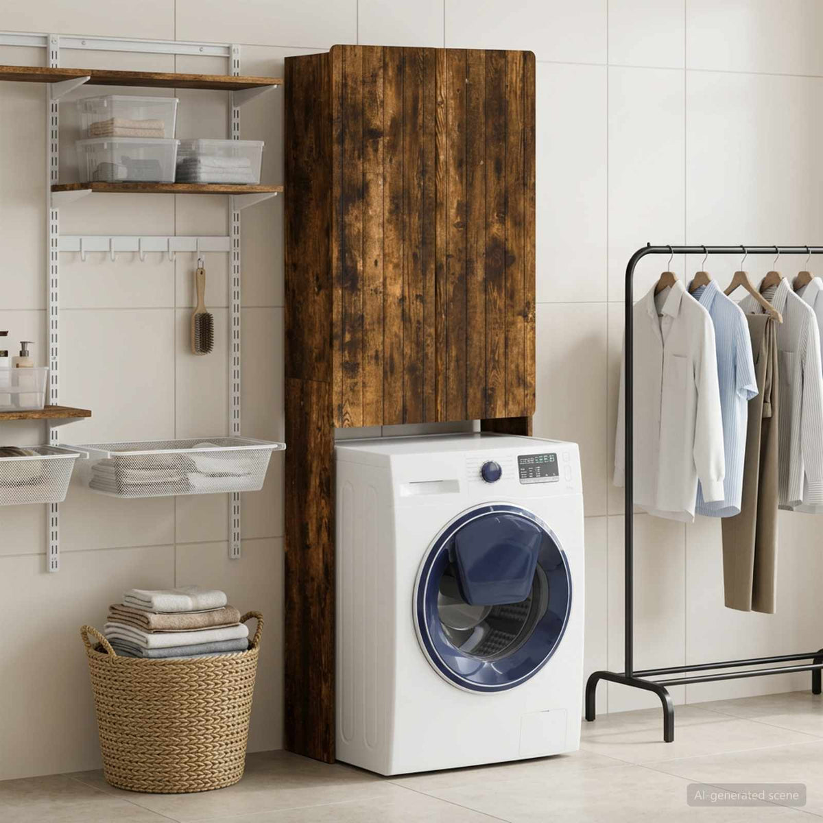 Toilet Cabinet ZWOLLE Smoked Oak 66 x 25.5 x 190 cm