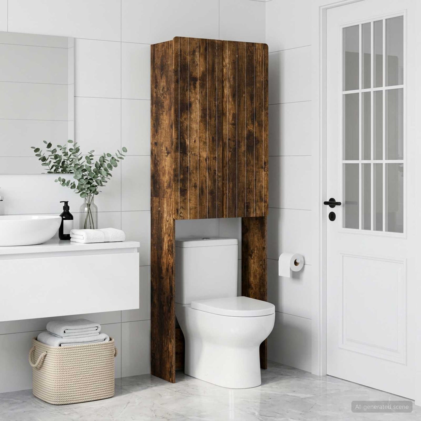 Toilet Cabinet ZWOLLE Smoked Oak 66 x 25.5 x 190 cm