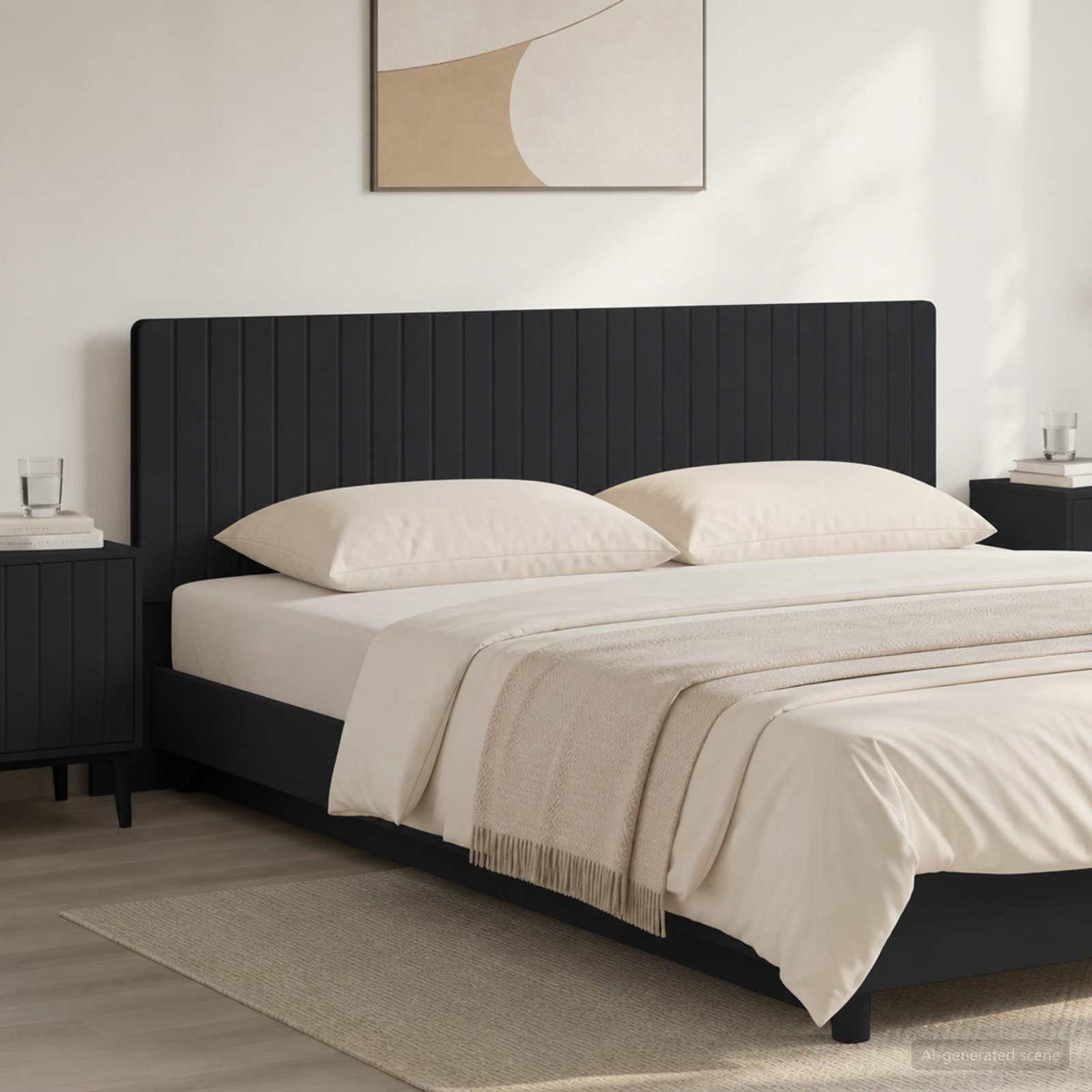 Wall-Mounted Headboard ZWOLLE Black Engineered Wood