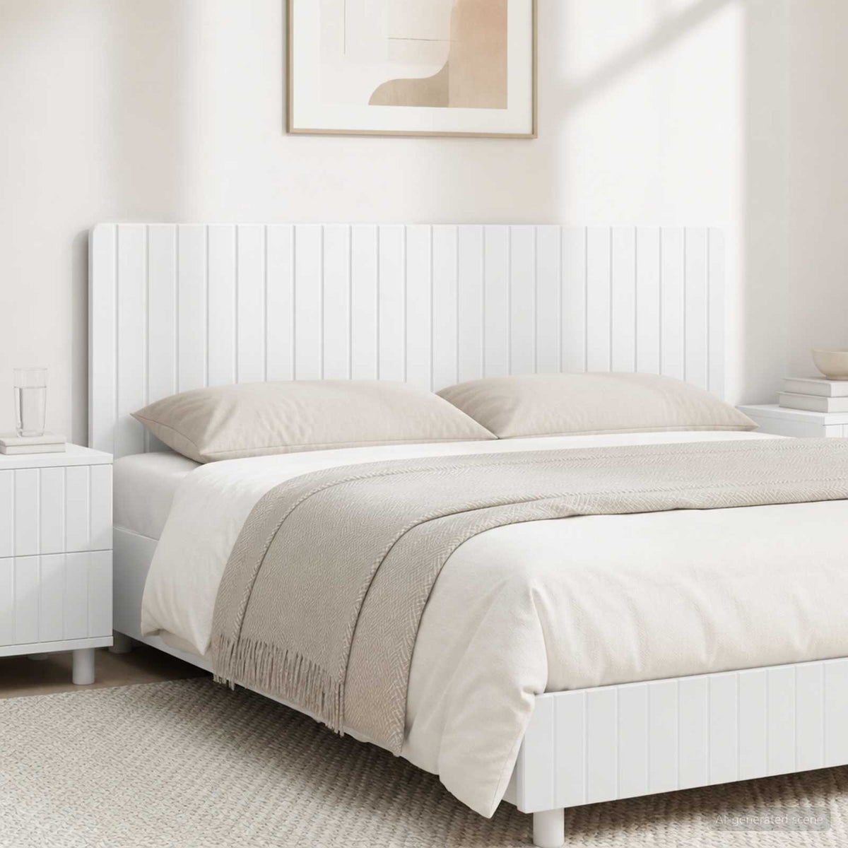 Wall-Mounted Headboard ZWOLLE High Gloss White Engineered Wood