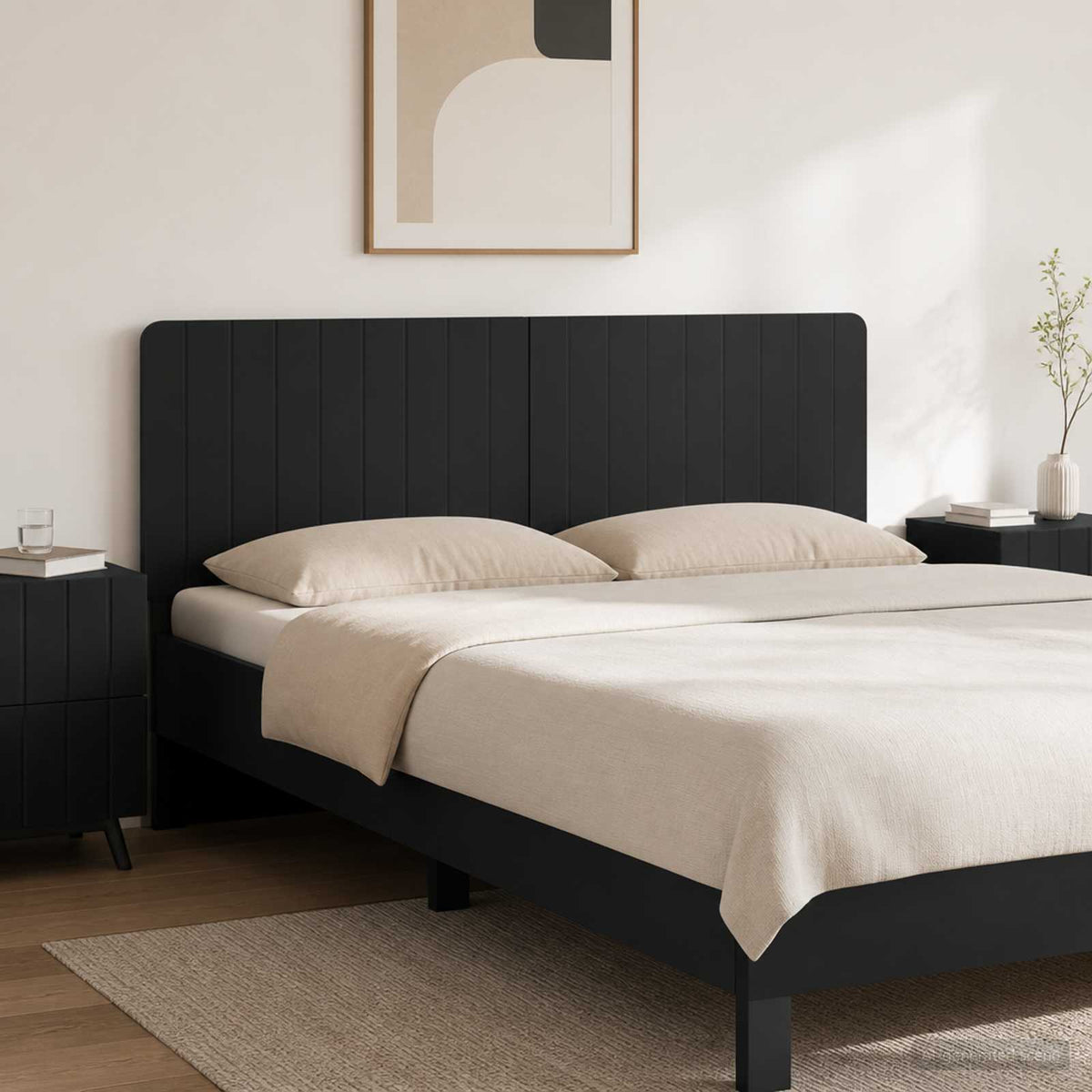 Wall-Mounted Headboard ZWOLLE Black Engineered Wood