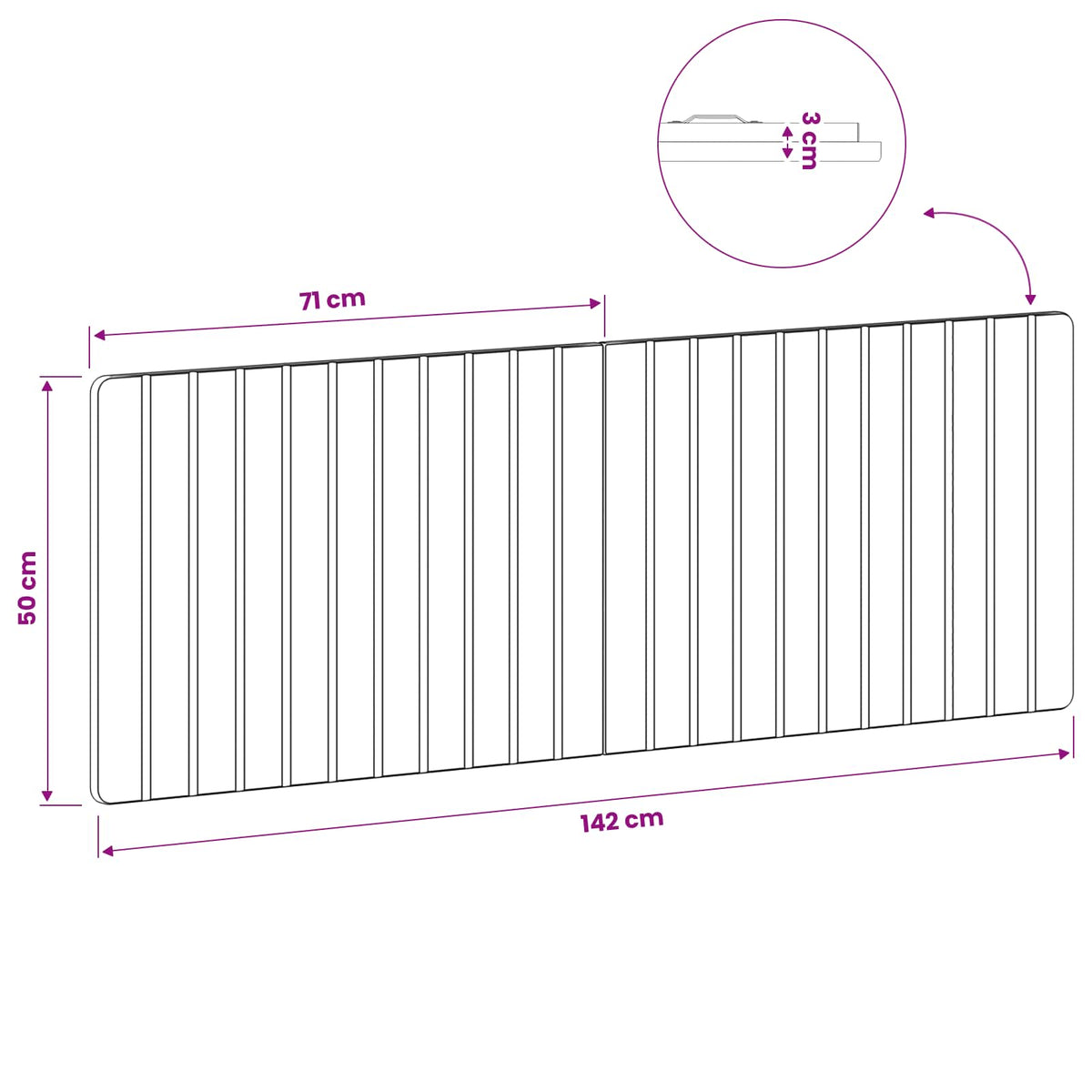 Wall-Mounted Headboard ZWOLLE High Gloss White Engineered Wood
