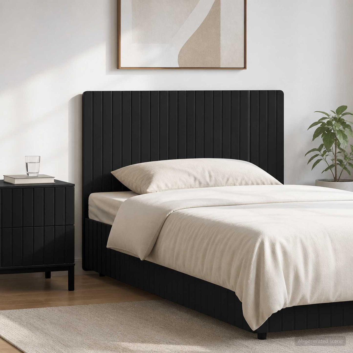 Wall-Mounted Headboard ZWOLLE Black Engineered Wood