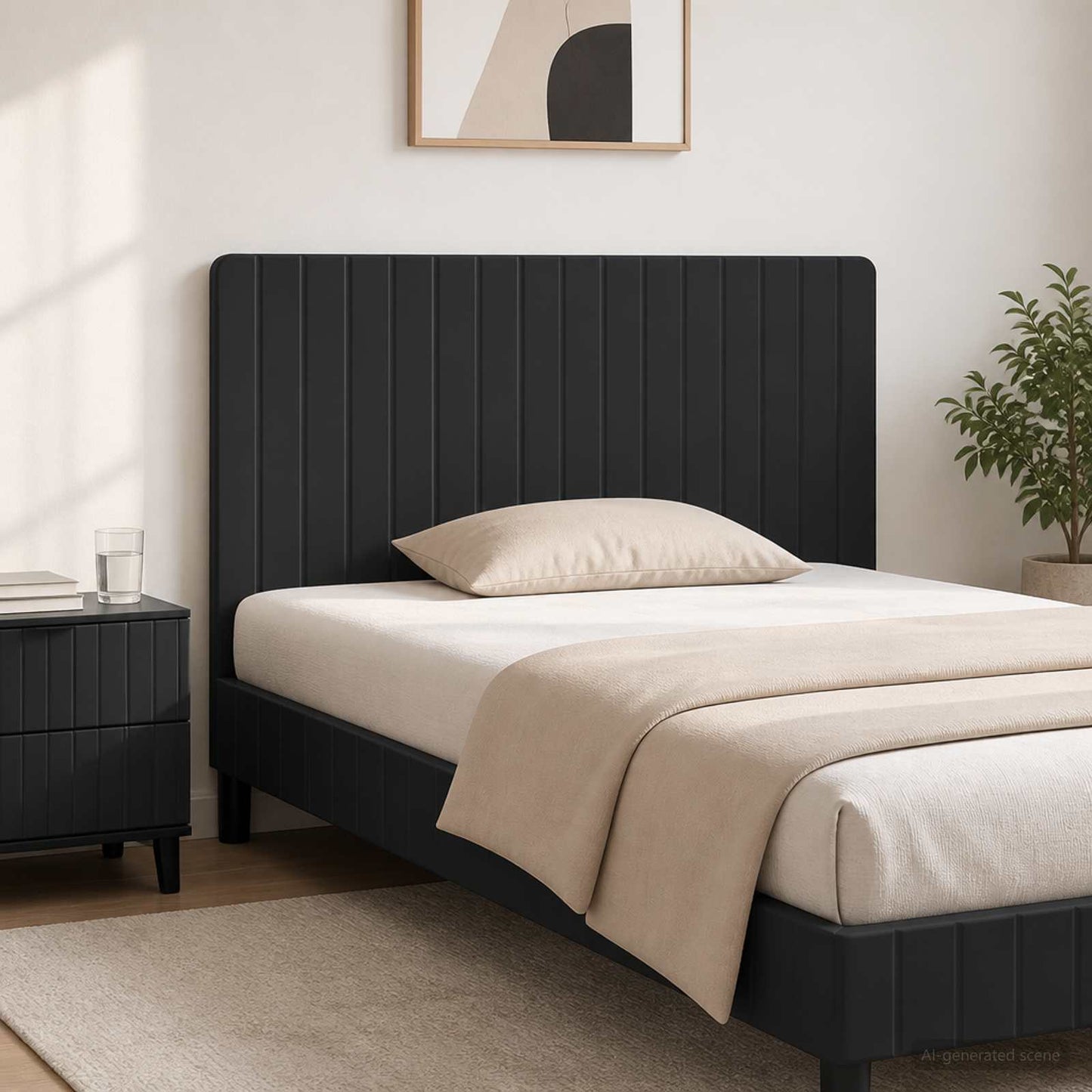 Wall-Mounted Headboard ZWOLLE Black Engineered Wood