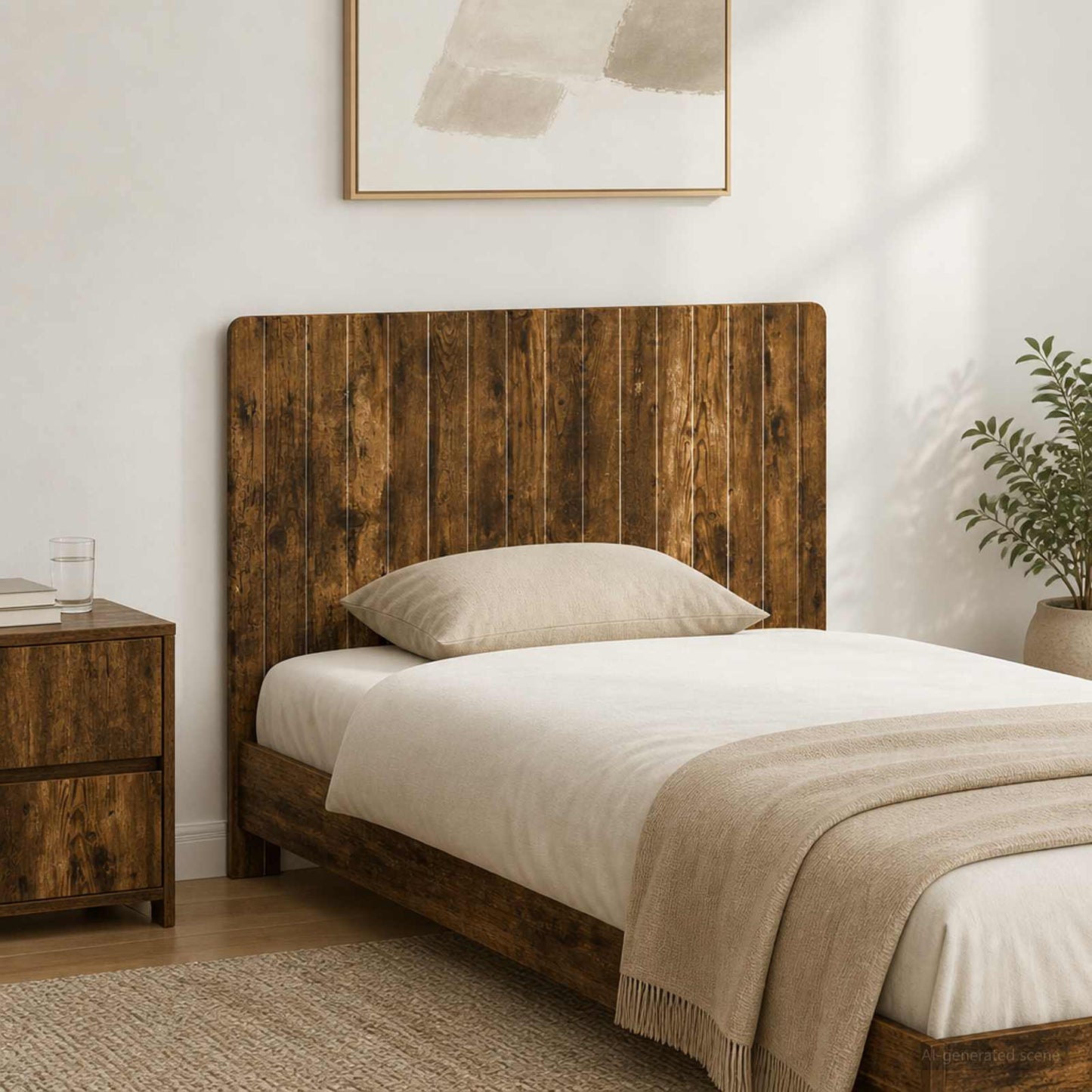 Wall-Mounted Headboard ZWOLLE Smoked Oak Engineered Wood