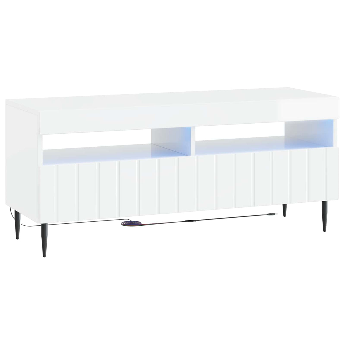 LED TV Cabinet High Gloss White Engineered Wood