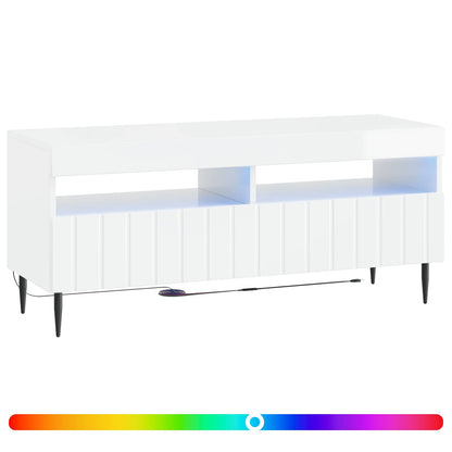 LED TV Cabinet High Gloss White Engineered Wood