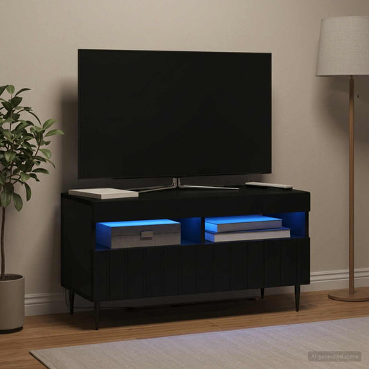 LED TV Cabinet ZWOLLE 81 x 35 x 43 cm Black Engineered Wood
