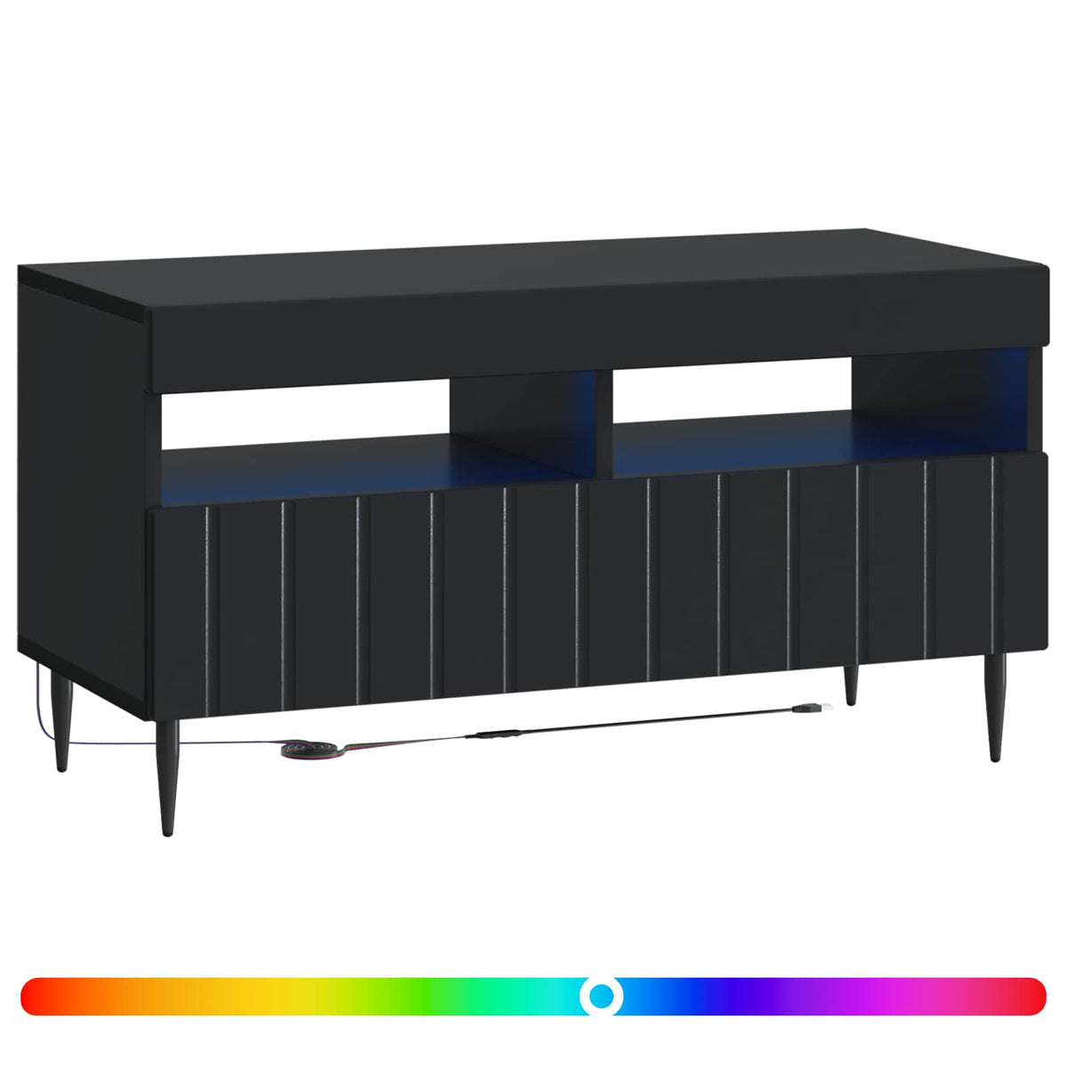 LED TV Cabinet Black Engineered Wood