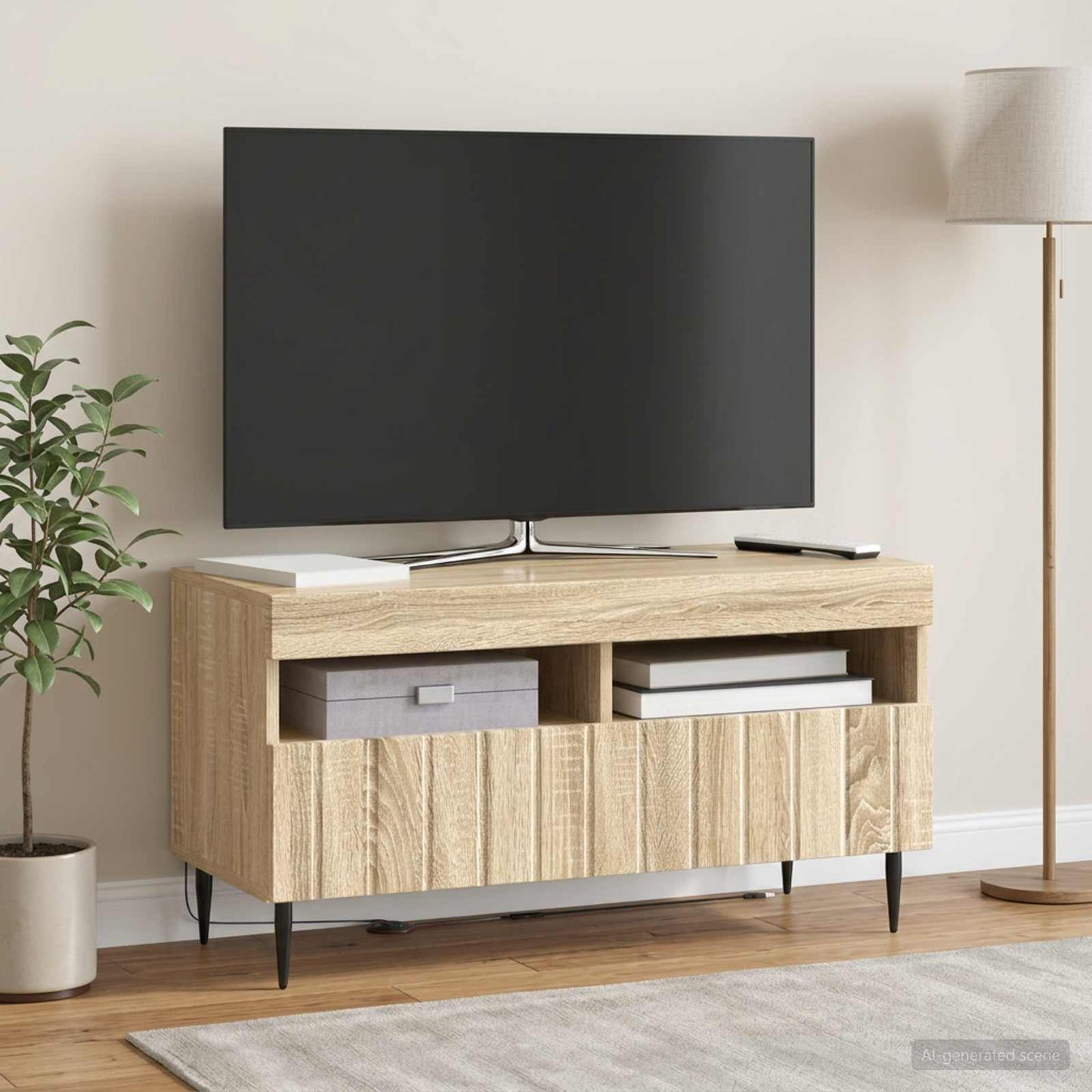 LED TV Cabinet ZWOLLE Sonoma Oak Engineered Wood