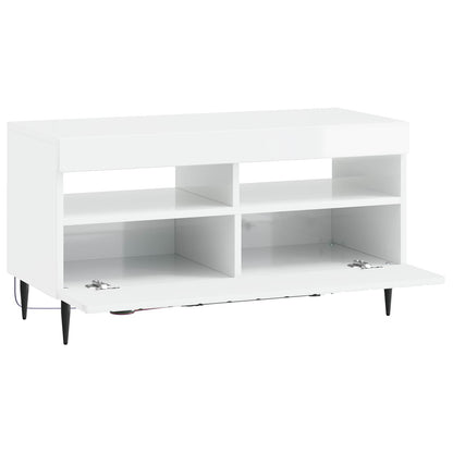 LED TV Cabinet High Gloss White Engineered Wood