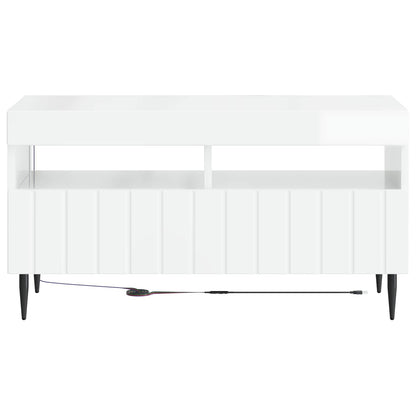 LED TV Cabinet High Gloss White Engineered Wood