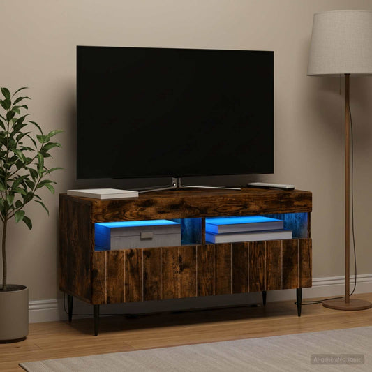 LED TV Cabinet ZWOLLE 81 x 35 x 43 cm Smoked Oak
