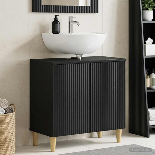 Bathroom Sink Cabinet ARNHEM Black 59.5 x 31.5x 59 cm